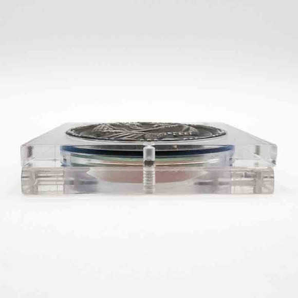 Elgin American Lucite Sterling Silver Compact w Repousse Doves Love Birds 1940s - Picture 10 of 13